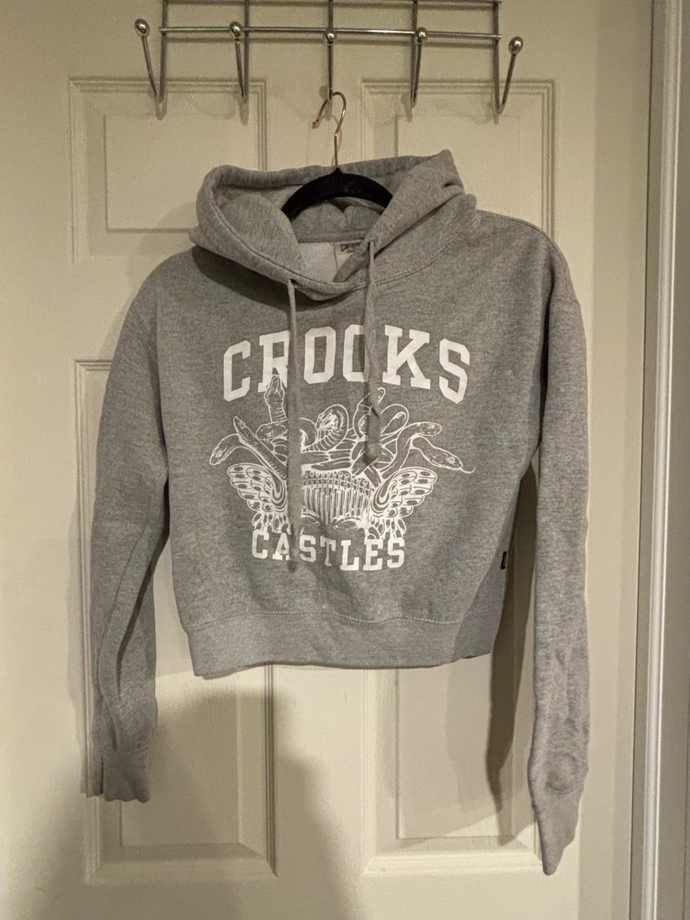 Crooks & Castles Gray Cropped Logo Hoodie
